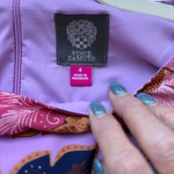 NWT Vince Camuto Flaire sleeve broder print dress in Lavender Size 4 - Picture 12 of 15